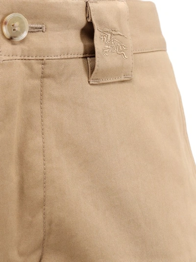Shop Burberry Equestrian Knight Embroidery Cotton Cargo Trouser In Neutrals