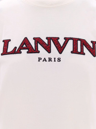 Shop Lanvin Cotton T-shirt With Curb  Logo Embroidery In White