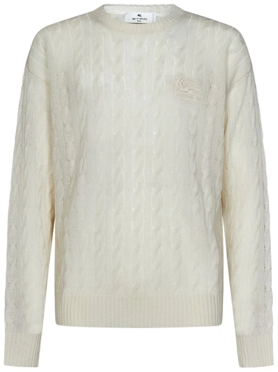 Shop Etro Cream Knitted Sweater In Neutrals
