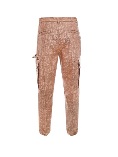Shop Versace Allover Cargo Trouser In Brown