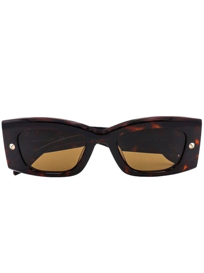 Shop Alexander Mcqueen Brown Acetate Sunglasses In Black
