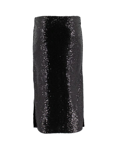 Ermanno Scervino Black Sequins Stitched Skirt In Black