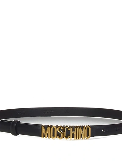 Shop Moschino Black Leather Belt