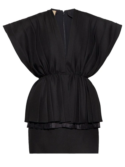 Shop Gucci Pleated Dress In Black