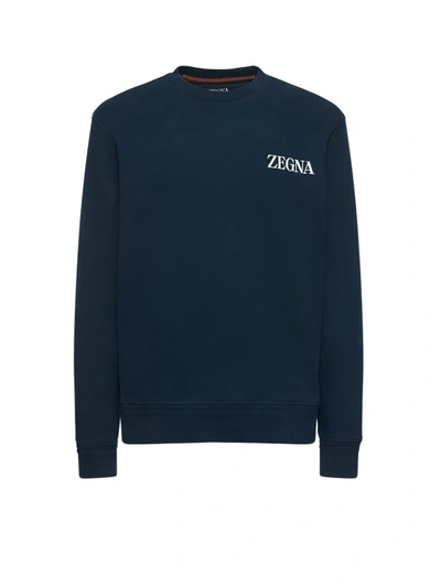 Shop Zegna Sustainable Cotton Sweatshirt In Blue