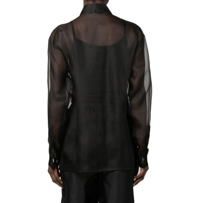 Shop Prada Black Silk Organza Shirt