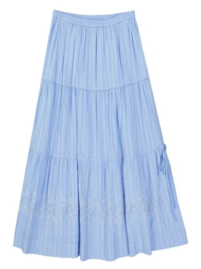 Shop See By Chloé Blue Cotton Midi Skirt