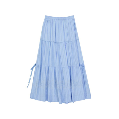 Shop See By Chloé Blue Cotton Midi Skirt