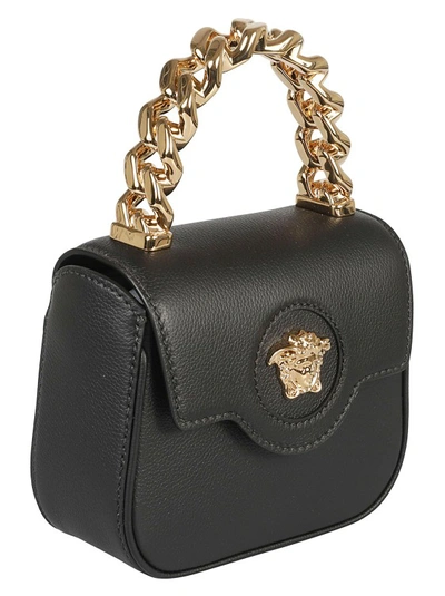 Shop Versace Black Leather La Medusa Mini Bag