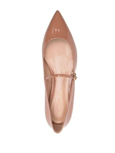 Shop Gianvito Rossi Pink Leather Flat Shoes