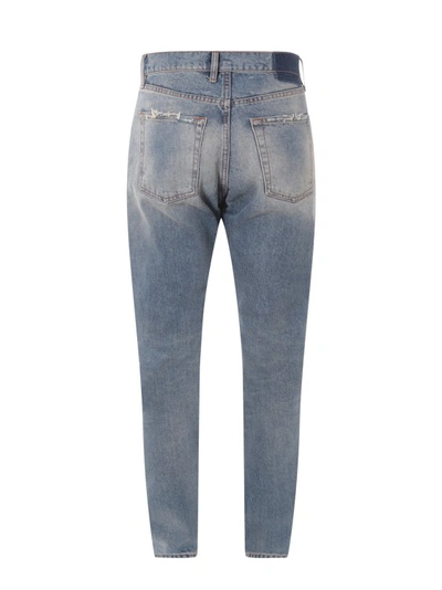 Shop Maison Margiela Cotton Jeans With Ripped Profiles In Blue