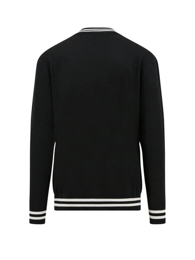 Shop Balmain All-over Monogram Wool Blend Cardigan In Black