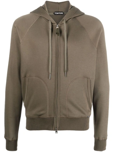 Shop Tom Ford Green Hooded Sweaters