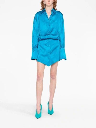 Shop Attico Blue Viscose Mini Dress