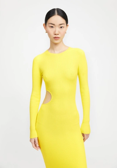 Shop Aeron Zero204 - Ribbed Cut-out Maxi Dress In Yellow