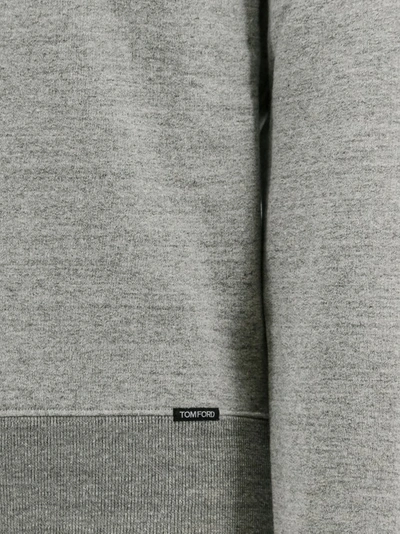 Shop Tom Ford Cotton Sweatshirt With Logoed Label In Grey
