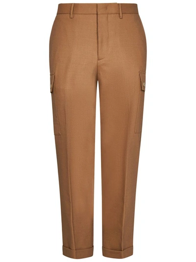 Shop Etro Stretch Wool Beige Trouser In Brown
