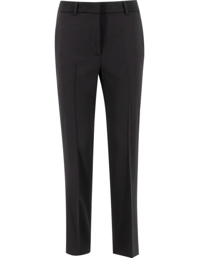 Shop Kiton Stretch Wool Trousers In Black