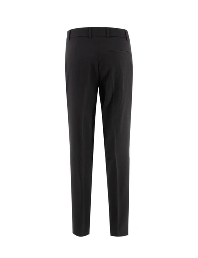 Shop Kiton Stretch Wool Trousers In Black