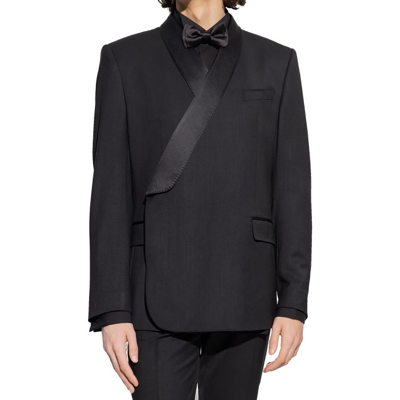 Shop Dolce & Gabbana Wool And Silk Blend Blazer In Black