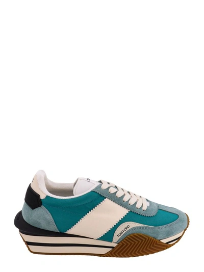 Shop Tom Ford Nylon And Suede Sneakers With Logoed Label In Multicolor
