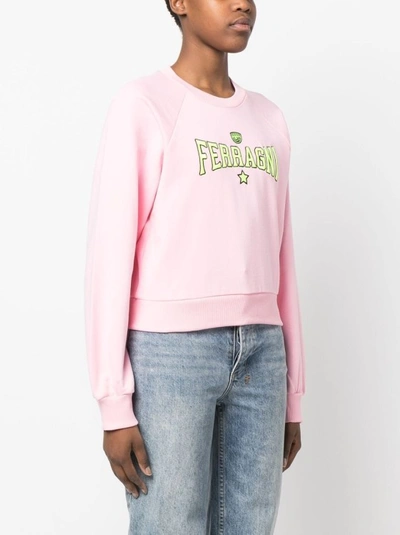 Shop Chiara Ferragni Pink Cotton Sweatshirt