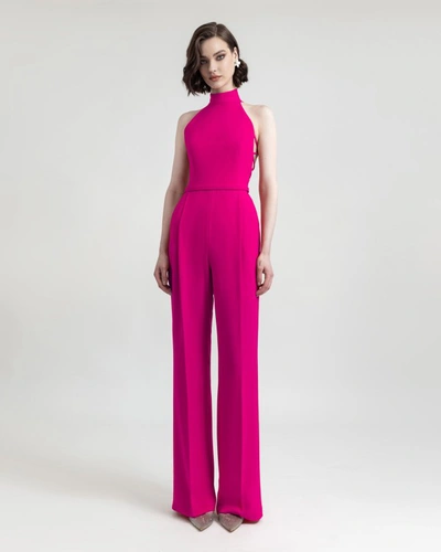 Shop Gemy Maalouf Halter-cut Neckline Jumpsuit - Jumpsuits In Pink