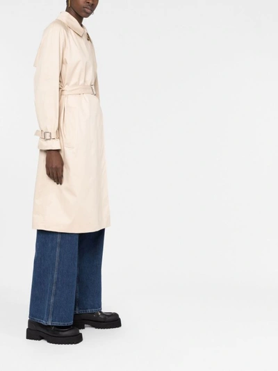 Shop Calvin Klein Beige Belted Cotton Coat In Neutrals