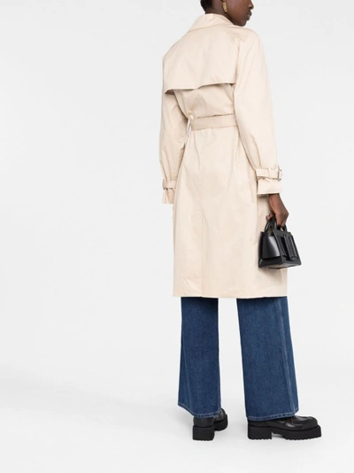 Shop Calvin Klein Beige Belted Cotton Coat In Neutrals