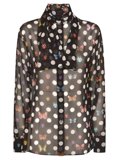 Shop Versace Butterflies-print Silk Shirt In Black