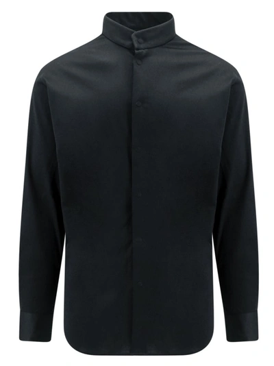Shop Giorgio Armani Black Cotton Shirt