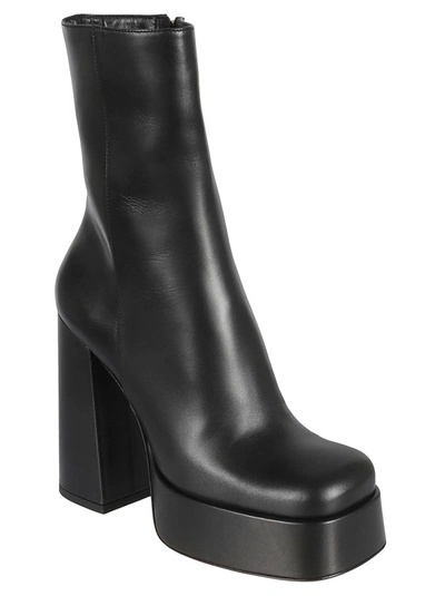 Shop Versace Aevitas 120mm Leather Platform Boots In Black
