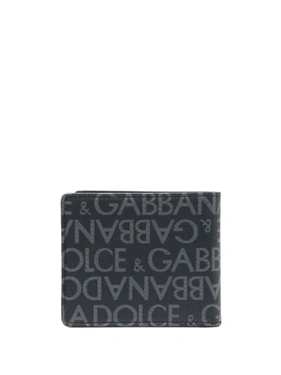 Shop Dolce & Gabbana Grey Logo Badge Bi-fold Wallet
