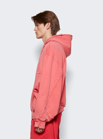 Online Cut-up Zip-up Hoodie In Red