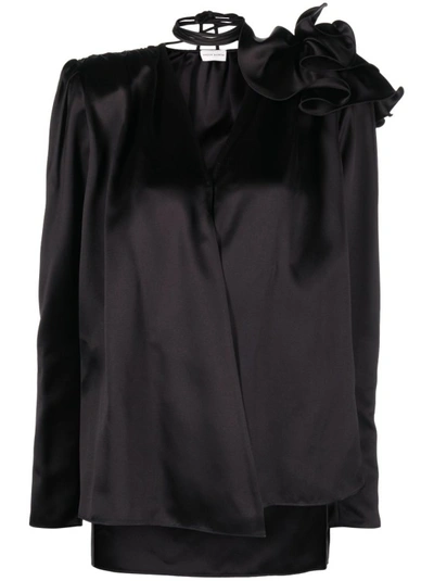 Shop Magda Butrym Black Long-sleeved Blouse