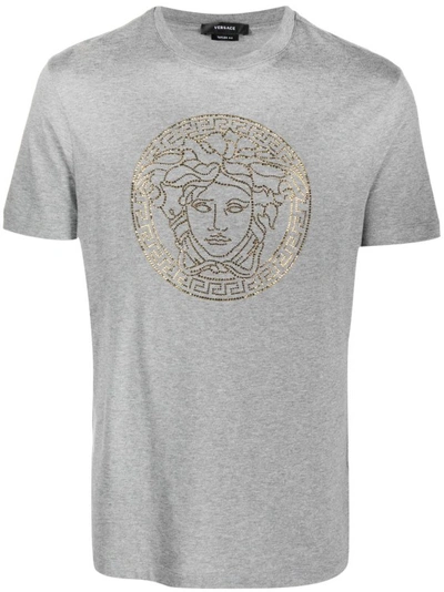 Shop Versace Grey Cotton T-shirt