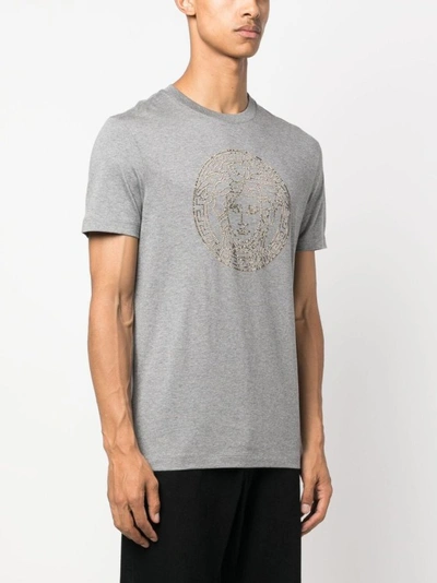 Shop Versace Grey Cotton T-shirt