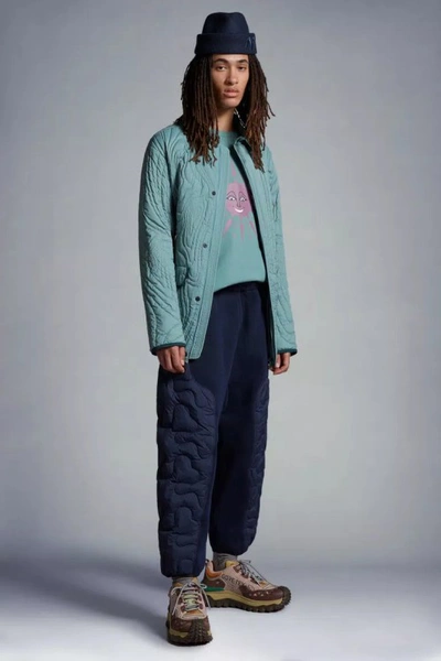 Shop Moncler Quilted Pants In Blue