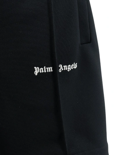 Shop Palm Angels Black Jersey Bermuda Shorts With Logo Print