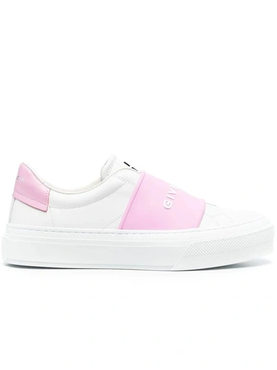 Shop Givenchy Logo Leather Sneakers In White