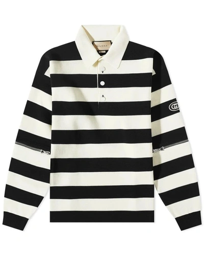 Shop Gucci Cotton Logo Polo Shirt In Black