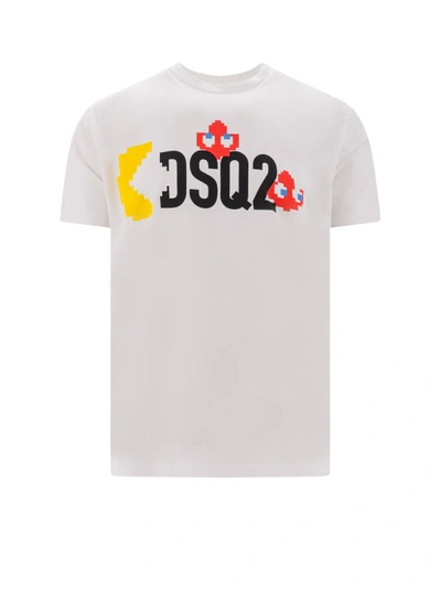Shop Dsquared2 Cotton T-shirt With Pac-man Print In White