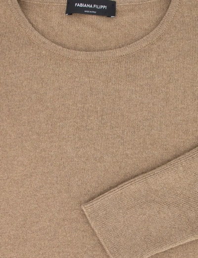 Shop Fabiana Filippi Brown Long-sleeve Knit Sweater
