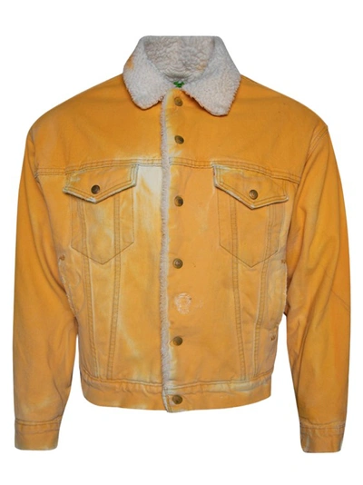 Shop Notsonormal Sherpa Denim Jacket In Yellow
