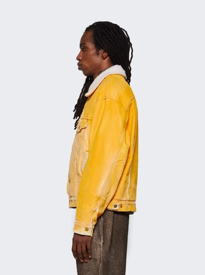 Shop Notsonormal Sherpa Denim Jacket In Yellow