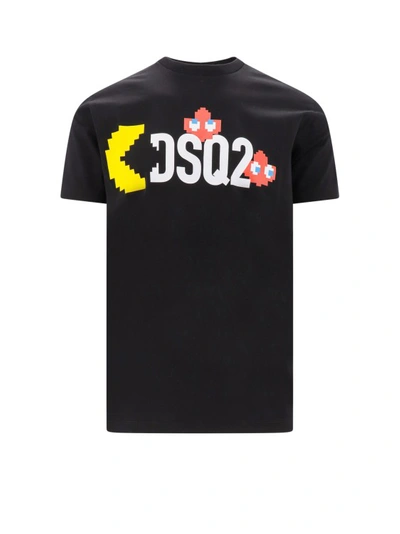Shop Dsquared2 Cotton T-shirt With Pac-man Print In Black