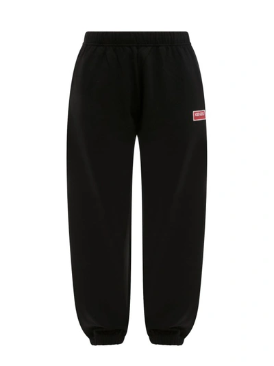 Shop Kenzo Cotton Trouser With Embroidered Logo On The Front In Black