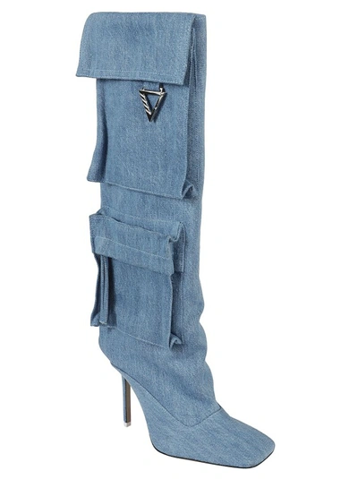 Shop Attico Sienna 105mm Denim Boots In Blue