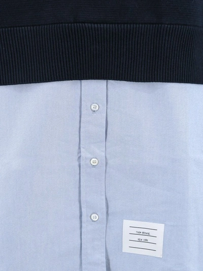 Shop Thom Browne Cotton Dress With Shirt Effect In Blue