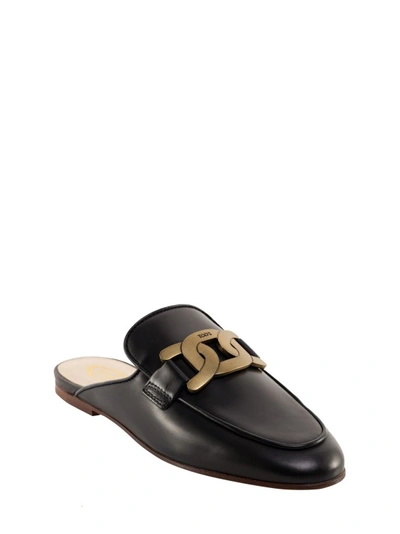 Shop Tod's Leather Sabot With Metal Detail In Black